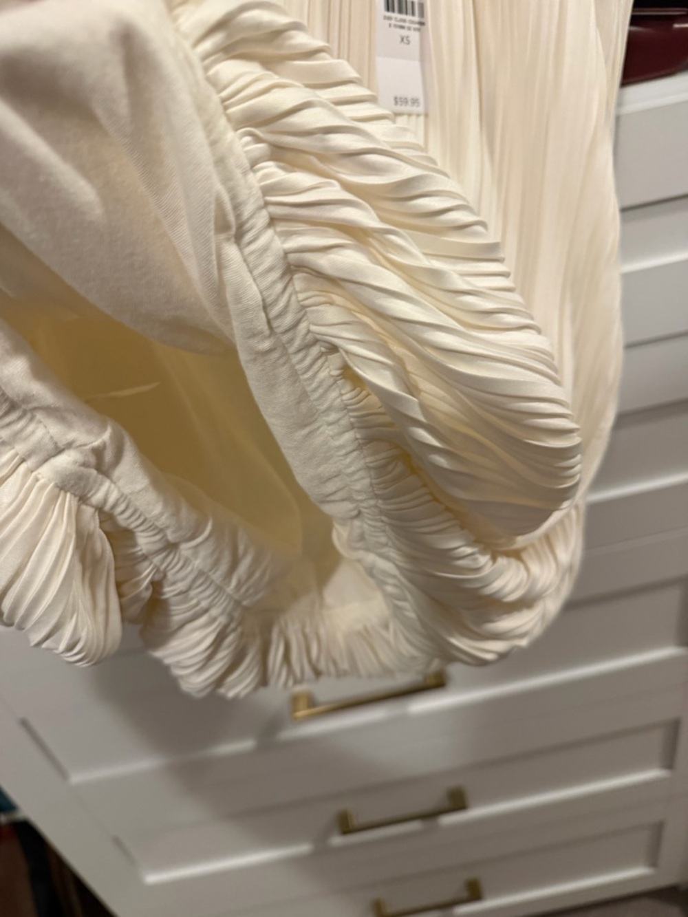 LOFT Cream Sleeveless Pleated Blouse - Picture 7 of 9
